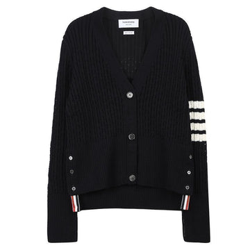 THOM BROWNE ウール 4バー ポインテイル Vネック カーディガン 76025231 [P]