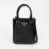 PRADA Dreieck Logo Kleine Gebrushte Leder Tote Bag Schwarz 159296826 [P]