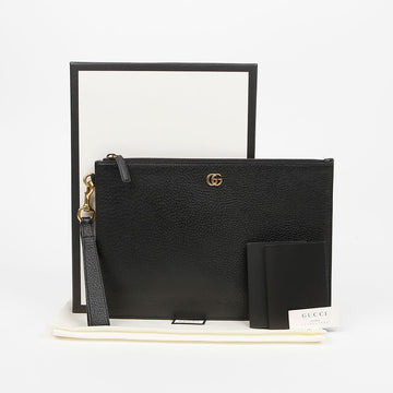 GUCCI Leder Clutch Beutel schwarz mit goldener Hardware 159409961 [P]