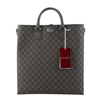 Gucci Gray GG Supreme Canvas Ophidia Medium Document Tote Bag 37664Y 159543411 [P]