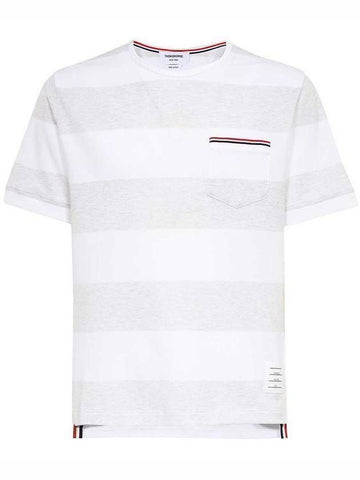 Thom Browne Pocket RWB Trimming Rugby Stripe Short Sleeve T-Shirt MJS201A J0049 057 133044896 [P]