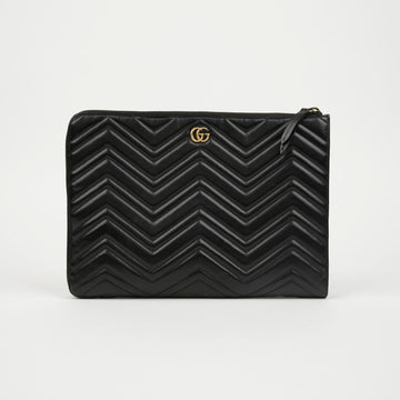 GUCCI Marmont Matelassé Leder Reißverschluss Clutch Schwarz 159411266 [P]