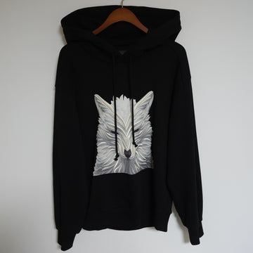 Juun.j Black Wolf Printed Embroidered Hoodie T-Shirt 159545861 [P]
