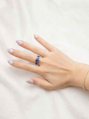 GUCCI Interlocking G Ring Silber / Blau Emaille 159563886 [P]