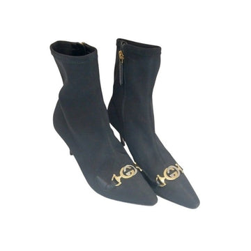 GUCCI Jumi Mid-Heel schwarze Horsebit Ankle Stiefel für Damen 225mm 159564235 [P]