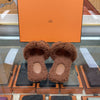 Hermes Shearling Oran Sandals Slippers Brown 159564280 [P]
