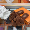 Hermes Shearling Oran Sandals Slippers Brown 159564280 [P]
