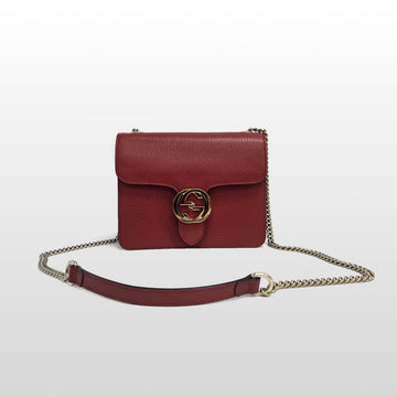 Gucci Interlocking G Grain Leather Small Crossbody Bag Red 510304 159564343 [P]