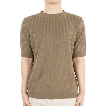 Lardini Men's Short Sleeve Cotton Knit T-Shirt (Brown) EQLTMC53 EQ62010420 76403444 [P]