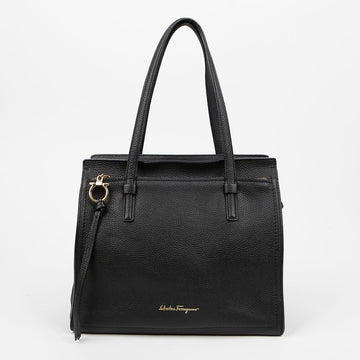 Salvatore Ferragamo Amy Leather Medium Top Handle Bag Black 159021968 [P]