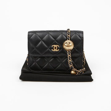 CHANEL Goldene Mini-Wästetasche Kettenbeutel Schwarz mit goldenen Akzenten 159095102 [P]