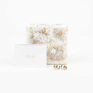 DIOR プチ CD イヤリング ゴールドフィニッシュ メタル ホワイトパール 159296995 [P]