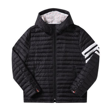 THOM BROWNE Daunenjacke MJD022X 05411 001 4-Balken-Streifen Kapuze leicht Herrenjacke 48264966 [P]