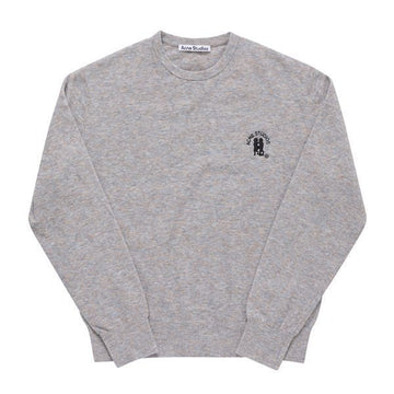 Acne Studios Knit Sweater B60293 Light Grey Brown Melange Embroidered Logo 60431130 [P]