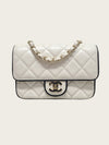 CHANEL White and Black Lambskin Mini Flap Bag 12345 159582228 [P]