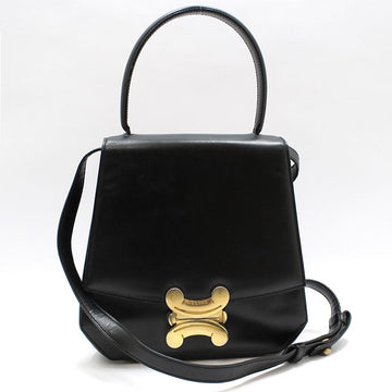 CELINE Schwarze Triomphe Top Handle Schultertasche mit goldener Hardware 159583425 [P]