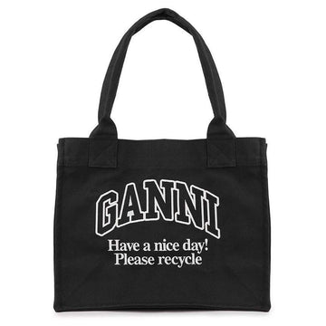 GANNI ラージ イージー コントラスト ロゴ ポケット トートバッグ A7180-252 150946570 [P]
