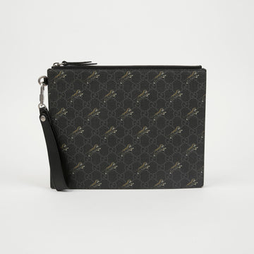 GUCCI Tiger Druck GG Supreme Canvas Clutch Bag Schwarz 159122580 [P]