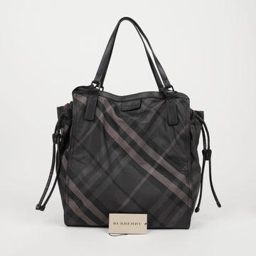 BURBERRY Gepunktete Polyester Leder Trim Tote Bag Schwarz 159021321 [P]