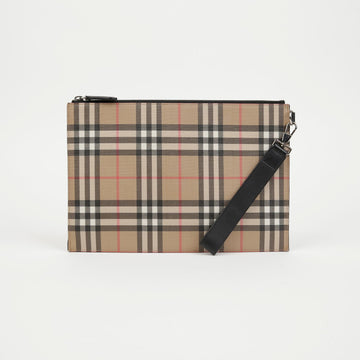 BURBERRY ヴィンテージ チェック ジップ キャンバス ポーチ 159123135 [P]