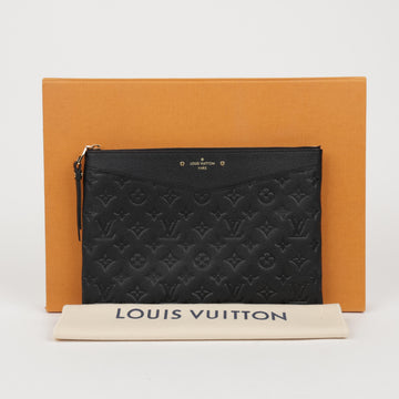 LOUIS VUITTON Tägliche Pouch Monogram Empriente Leder Clutch Tasche Schwarz 159123267 [P]
