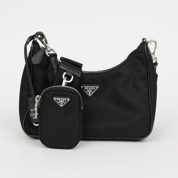 PRADA Riedition Lina Nylon Multi Hobo Schultertasche Schwarz 159157554 [P]