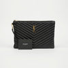 SAINT LAURENT Cassandra Matelassé Leder Tablettetasche Schwarz mit goldener Hardware 159169348 [P]