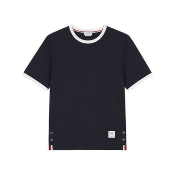 Thom Browne Ringer T-Shirt with Patch Logo in Navy 158461873 [P]