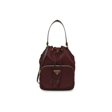 PRADA Duet Nylon Bucket Bag Burgundy 159637926 [P]