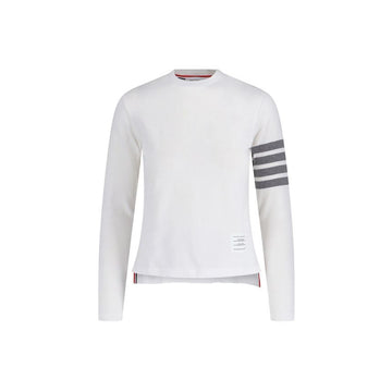 THOM BROWNE 26FW Diagonal Armband Langarm-T-Shirt Weiß 159638122 [P]