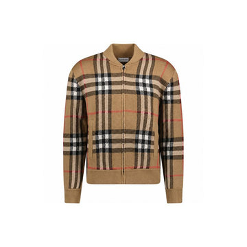 Burberry Check Wool Knit Bomber Jacket Top 159638606 [P]
