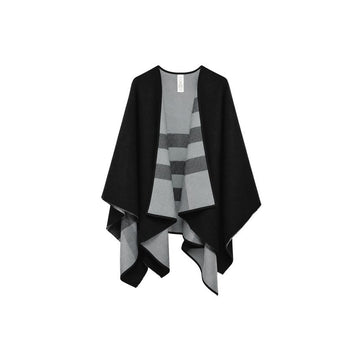 BURBERRY Reversible Solid Check Wollcape Charcoal 26FW 159638608 [P]