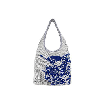 Burberry Equestrian Night Crocheted Knit LL Shoulder Bag White 159638652 [P]