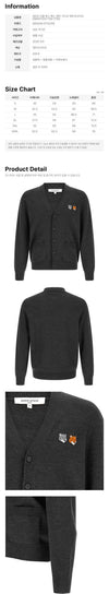 Maison Kitsune Double Fox Head Patch Cardigan Anthracite OM051CFKT1181 P190 159639507 [P]