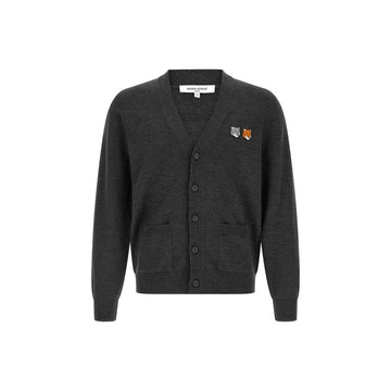 Maison Kitsune Double Fox Head Patch Cardigan Anthracite OM051CFKT1181 P190 159639507 [P]