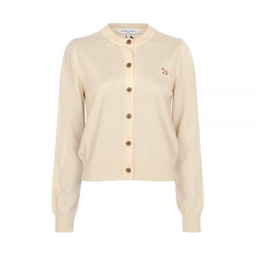 MAISON KITSUNE Baby Fox Patch Merino-Woll-Cardigan in Perlrosa PW00502KT1181 0306 159639525 [P]