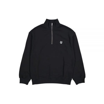 MAISON KITSUNE 26SS Fox Head Patch Halb-Zip Sweatshirt Schwarz PM00305KM0341 P199 159639540 [P]