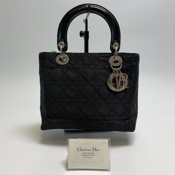Dior Lady Cannage Small Tote Bag (Black with Silver Hardware) 159646426 [P]