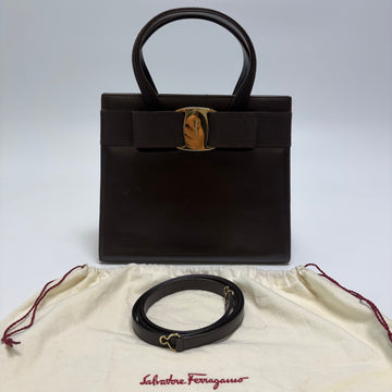 Salvatore Ferragamo Ribbon 2WAY Tote Bag Brown 159646670 [P]