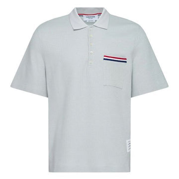 Thom Browne Textured Cotton Linen RWB Embroidered Polo 156519785 [P]