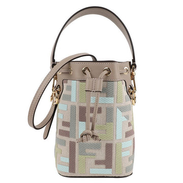 FENDI Multi-Color FF Stickerei Canvas Mini Schultertasche 139992670 [P]