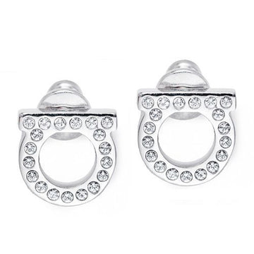Salvatore Ferragamo Gancini Crystal Earrings 76-0123 SILVER 696577 30123305 [P]