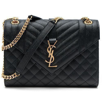 SAINT LAURENT キルティングエンベロープミディアムショルダーバッグ 600185-BOW91-1000 39052988 [P]