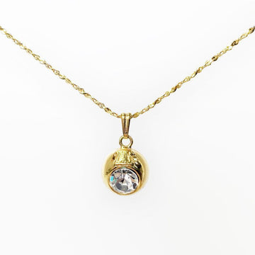 CELINE Rhinestone Gold Logo Halskette 5VCEA33578 135129684 [P]