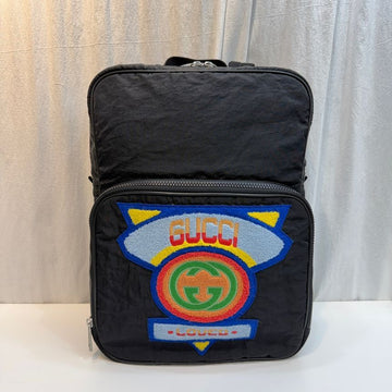 Gucci 536724 GG Logo Interlocking Embroidered Black Fabric Backpack 159659375 [P]