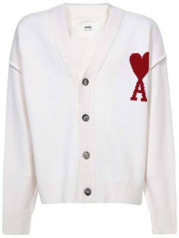 AMI Herz Intarsia Virgin Wool Oversize Cardigan 133032779 [P]