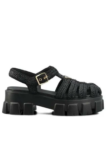 Prada Monolith Crochet Cage Sandals 133039223 [P]