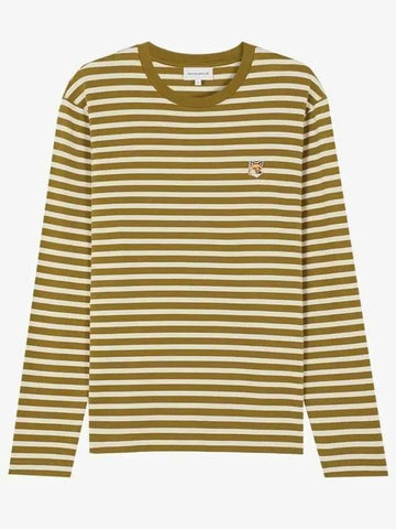 Maison Kitsune Fox Head Patch Regular Tee Shirt Marine Stripe 133042845 [P]