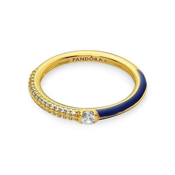 PANDORA ミ パベ & ブルー デュアル ゴールド リング 162528C01 72462951 [P]