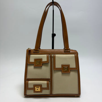 SALVATORE FERRAGAMO Gancini Canvas Schultertasche 3 Fächer Braun 607-39 159661946 [P]